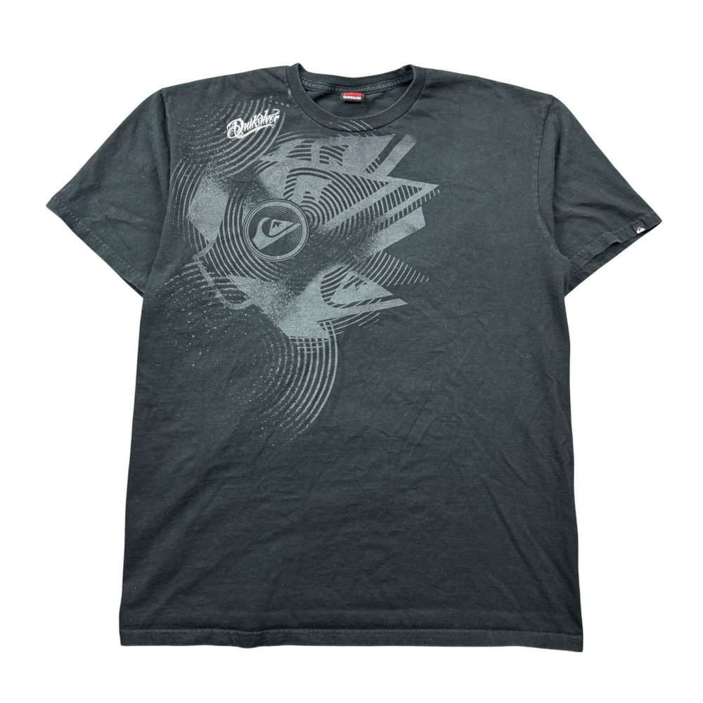 Vintage Y2K Quiksilver Mens XL Black Graphic T-Shirt Surfer 2000s Skater